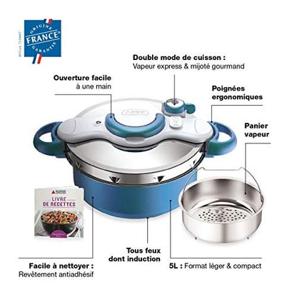 Seb Clipso minut' Duo 2En1 - 5L - Cocotte Minute - BLEU